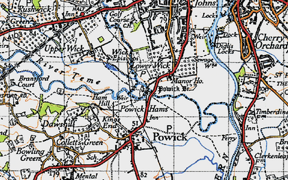 Old map of Powick Hams in 1947