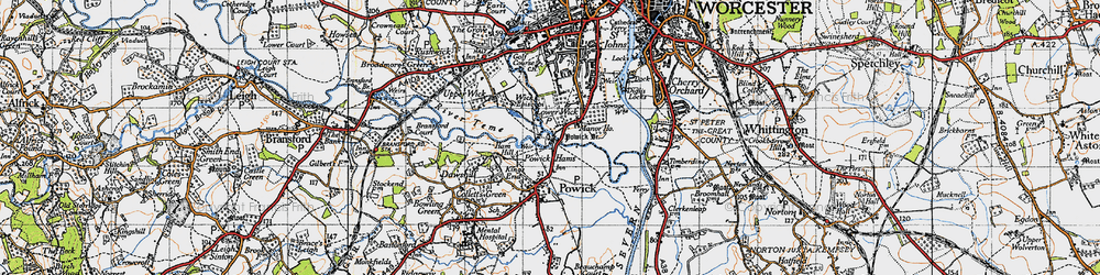 Old map of Lower Wick in 1947