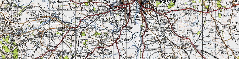 Old map of Powick Hams in 1947