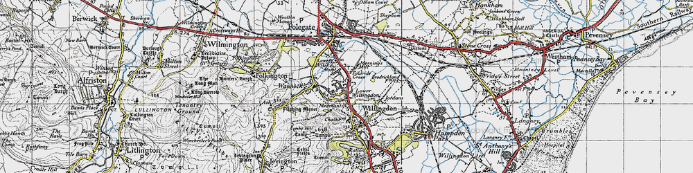 Old map of Lower Willingdon in 1940