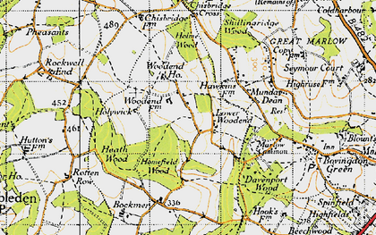 Old map of Lower Woodend in 1947