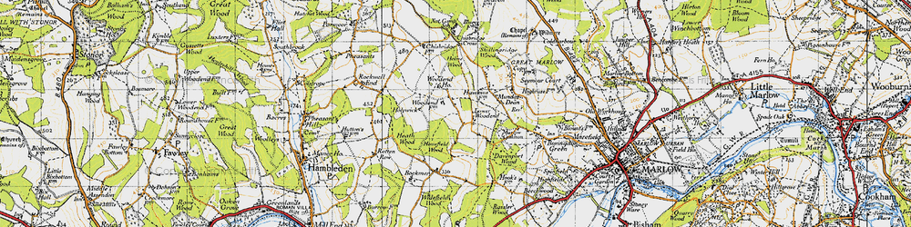 Old map of Lower Woodend in 1947