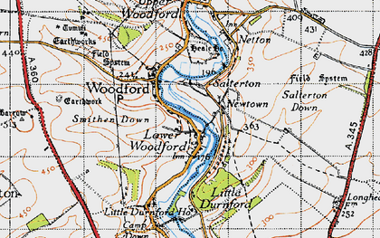 Old map of Lower Woodford in 1940