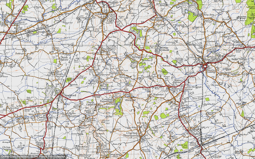 Old Map of Historic Map covering Yarlington Ho in 1945