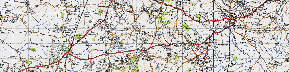 Old map of Yarlington Ho in 1945
