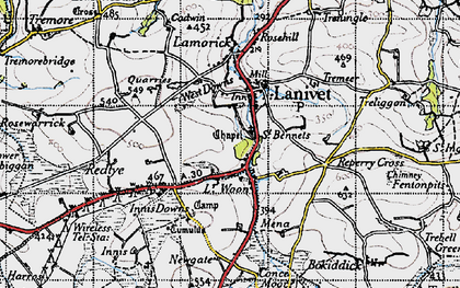 Old map of Lower Woon in 1946