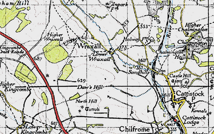 Old map of Lower Wraxall in 1945