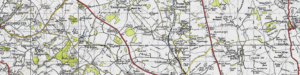 Old map of Lower Wraxall in 1945