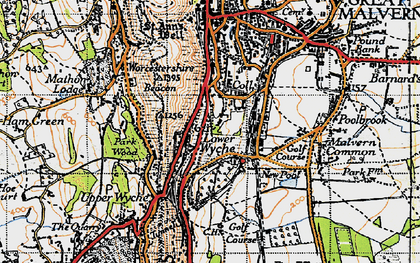 Old map of Lower Wyche in 1947