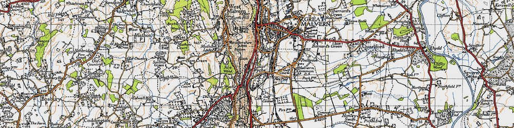 Old map of Lower Wyche in 1947
