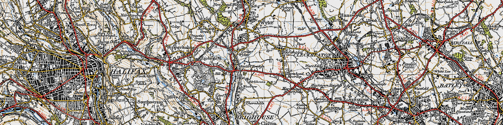 Old map of Lower Wyke in 1947