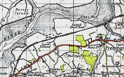 Old map of Lower Yelland in 1946