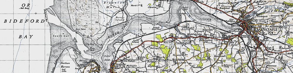 Old map of Lower Yelland in 1946