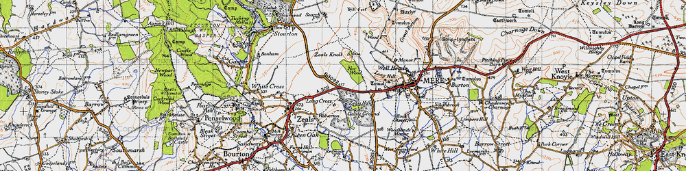 Old map of Lower Zeals in 1945