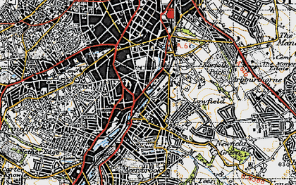 Old map of Lowfield in 1947