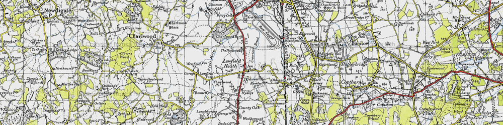 Old map of Lowfield Heath in 1940