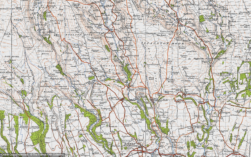 Old Map of Historic Map covering Birch Hagg Plantn in 1947