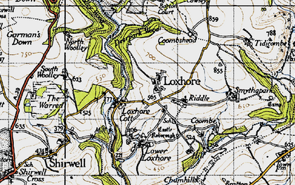 Old map of Loxhore Cott in 1946