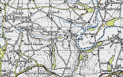 Old map of Higher Hampt in 1946