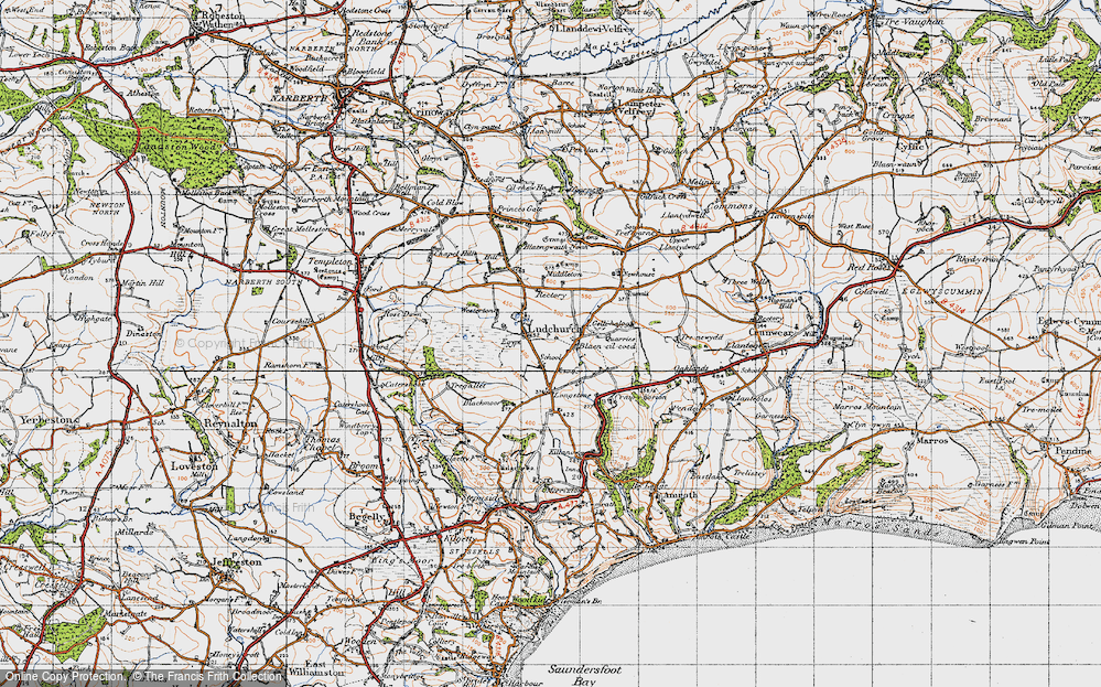 Old Map of Historic Map covering Black Moor in 1946