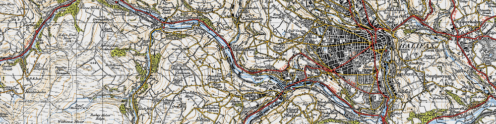 Old map of Luddenden Foot in 1947