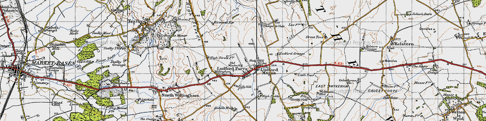 Old map of Ludford in 1946