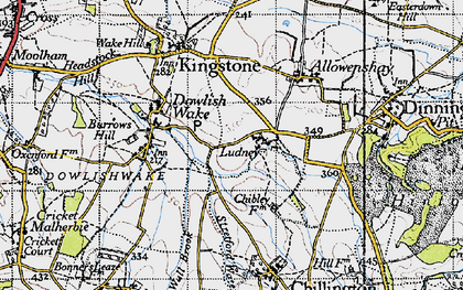Old map of Ludney in 1945