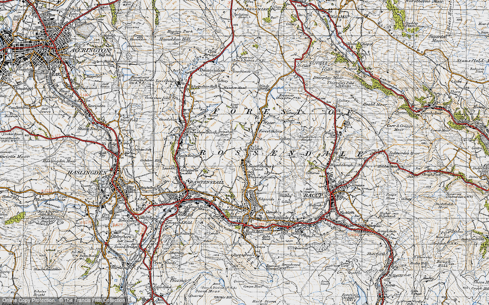 Old Map of Historic Map covering Bank Top in 1947