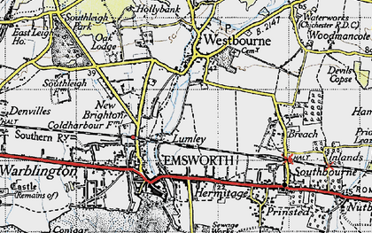 Old map of Lumley in 1945