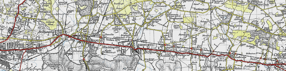 Old map of Lumley in 1945