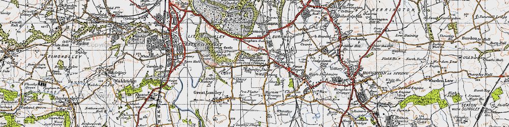 Old map of brecon hill in 1947