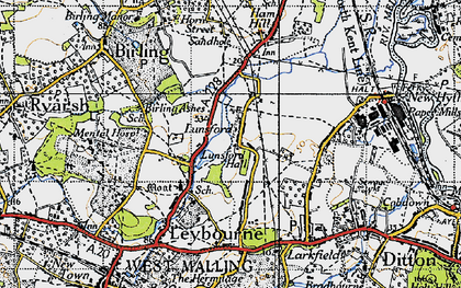 Old map of Birling Ashes in 1946