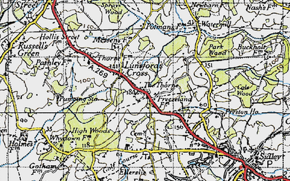 Old map of Lunsford's Cross in 1940