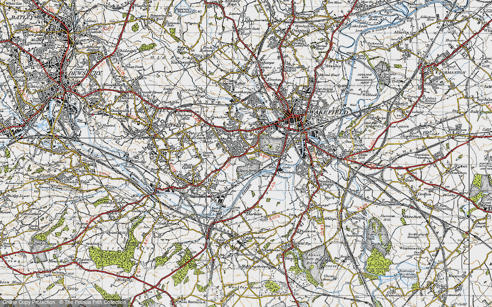 Old Map of Lupset, 1947 in 1947