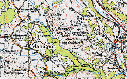Old map of Lustleigh Cleave in 1946