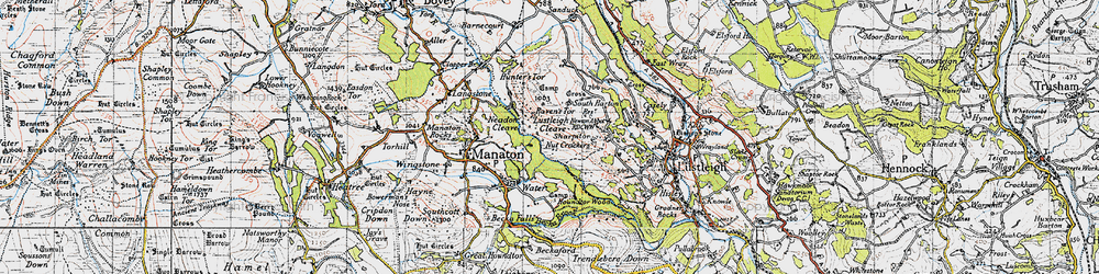 Old map of Lustleigh Cleave in 1946