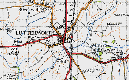 Old map of Lutterworth in 1946