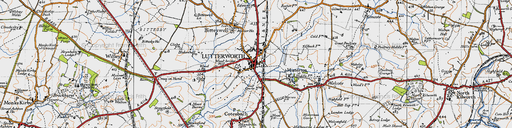 Old map of Lutterworth in 1946