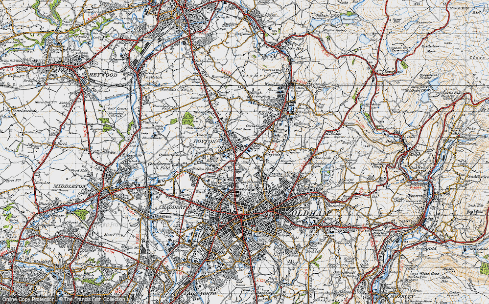 Old Map of Luzley Brook, 1947 in 1947