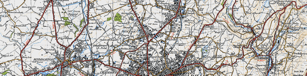 Old map of Luzley Brook in 1947