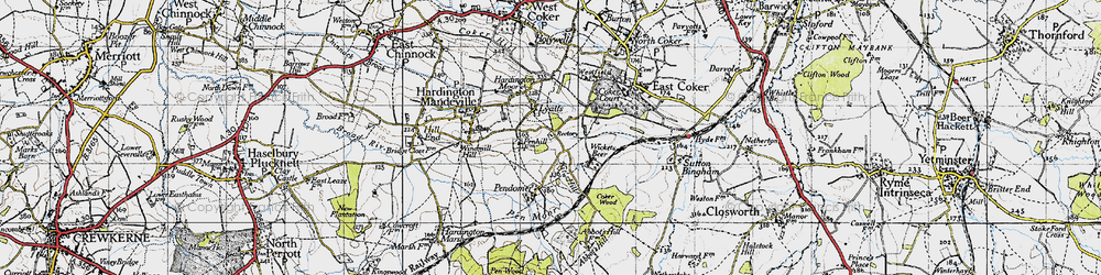 Old map of Lyatts in 1945
