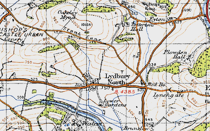 Old map of Lydbury North in 1947