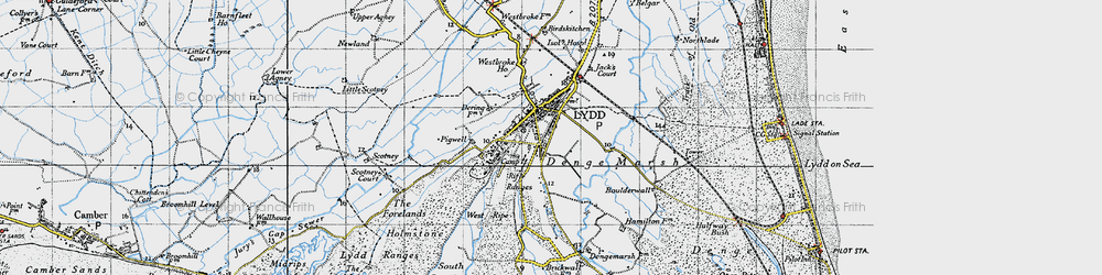 Old map of Lydd in 1940