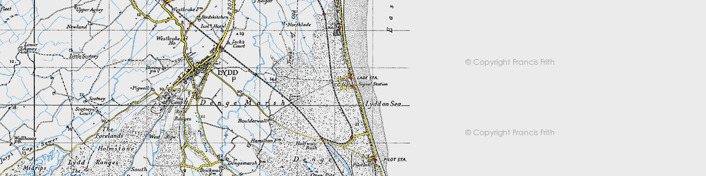 Old map of Lydd-on-Sea in 1940