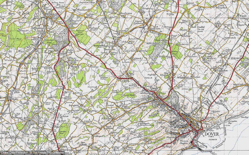 Old Map of Lydden, 1947 in 1947