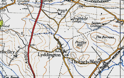 Old map of Lyddington in 1946