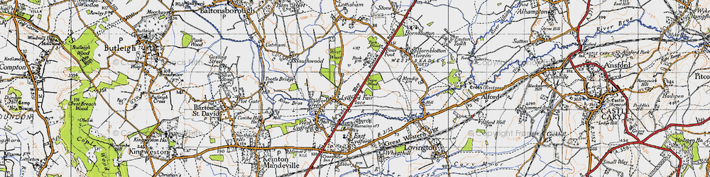 Old map of Lydford Fair Place in 1945