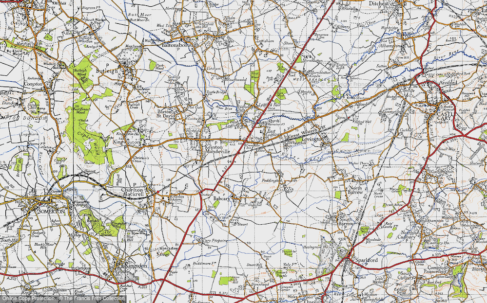 Old Map of Lydford-on-Fosse, 1945 in 1945