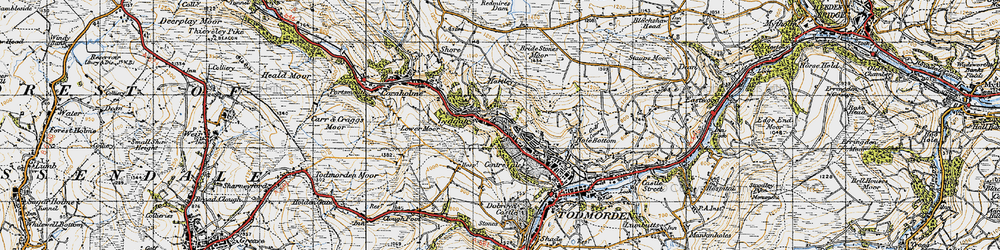 Old map of Todmorden Edge in 1947