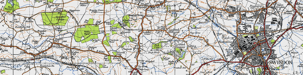 Old map of Lydiard Green in 1947